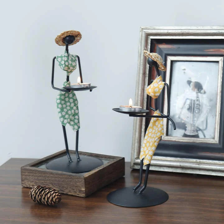 Red Dress Modern Iron Art Candle Holder - Stylish