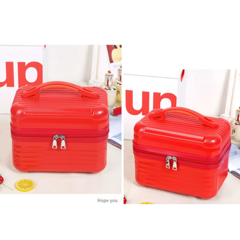 Red Durable Hard Shell Makeup Travel Case - Large Capacity