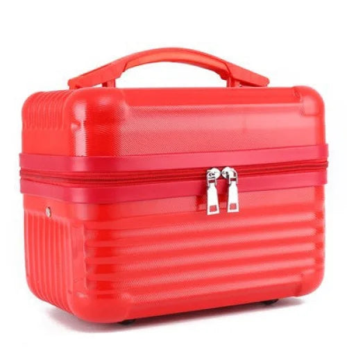 Red Durable Hard Shell Makeup Travel Case - Large Capacity