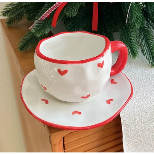 Red Edge Love 300ML Underglaze Hand Pinched Cup