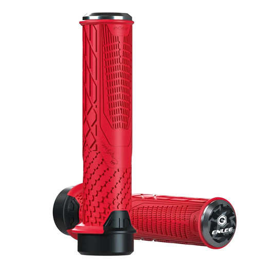 Red Ergonomic Lock-On Bike Grips - Anti-Slip TPR Rubber