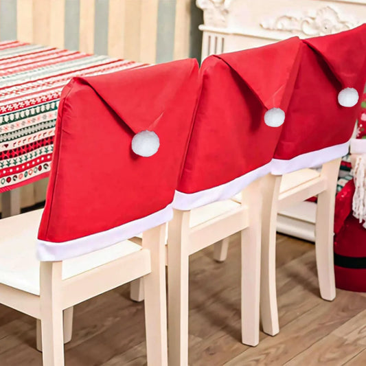Red Festive Santa Hat Dining Chair Covers - Set of 8