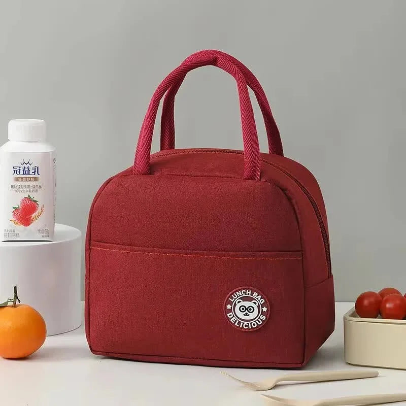 Red Insulated Lunch Bag - Waterproof Oil-Proof Bento Bag