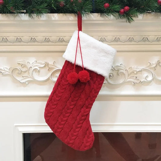 Red Large Cable Knit Christmas Stocking - Classic 43cm