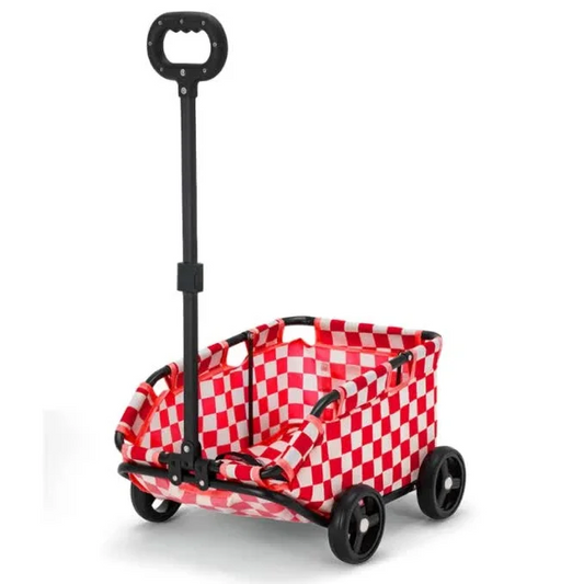 Red Lattice Compact Foldable Pet Stroller for Dogs and Cats