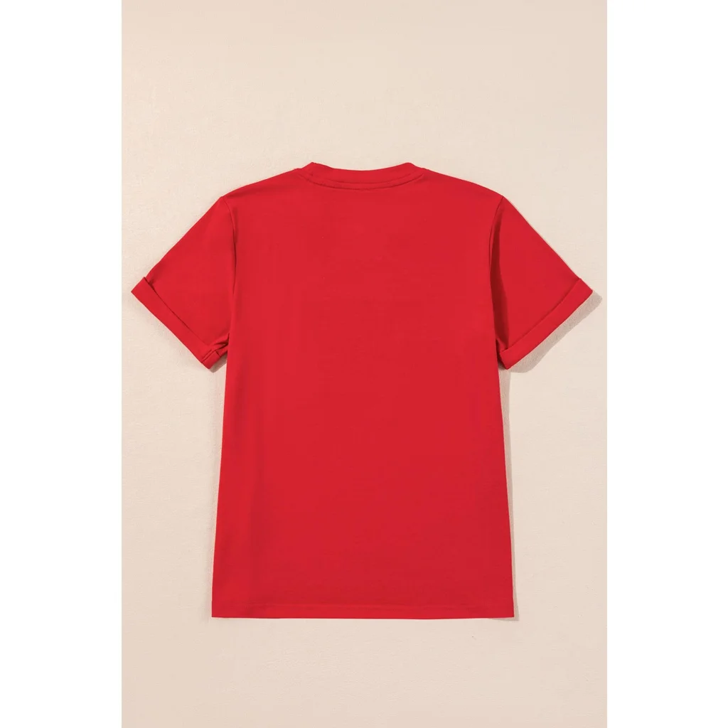 Red Merry Christmas Graphic Crewneck T Shirt - S - Fashion