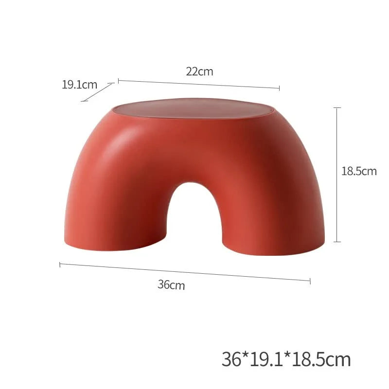 Red Minimalist Round Shape Footstool - Durable Anti-slip