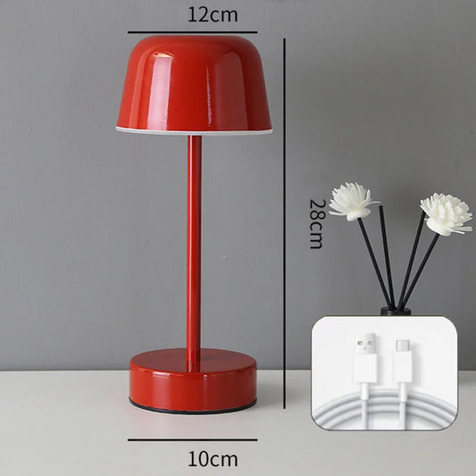 Red Modern Minimalist LED Table Lamp - Rechargeable Touch