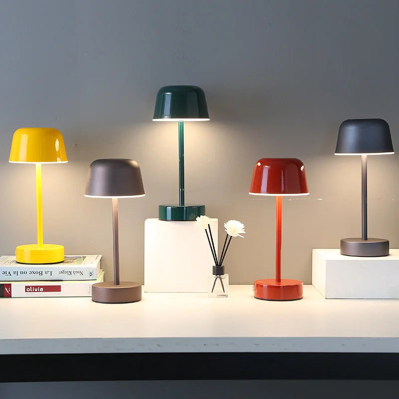 Red Modern Minimalist LED Table Lamp - Rechargeable Touch