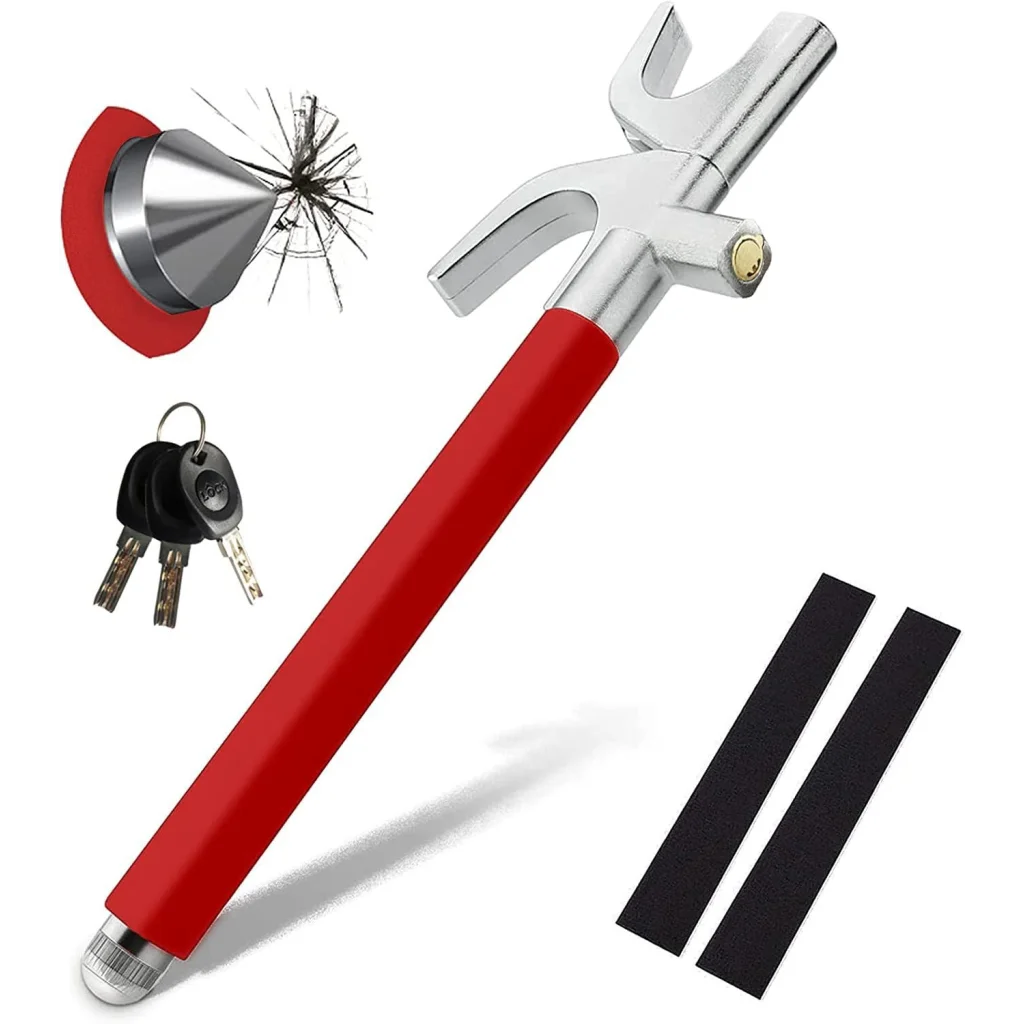 Red Multifunctional Car Steering Wheel Lock - Adjustable and Telescopi ...