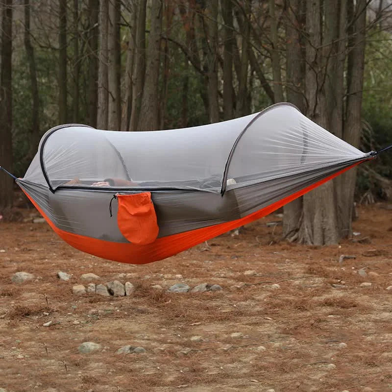 Red Outdoor Camping Hammock with Mosquito Net Anti-Tip