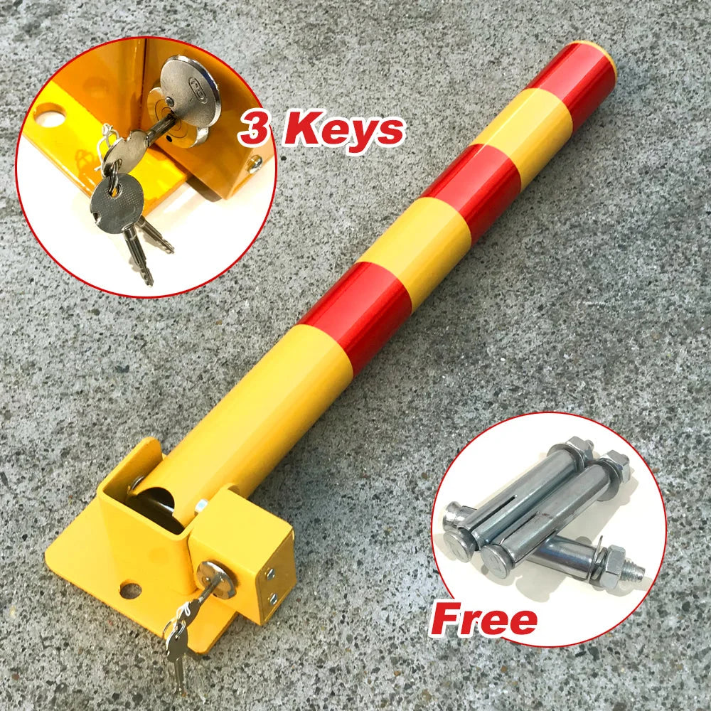 Red Parking Bollard locker Barrier Key Alike lock Fold Down