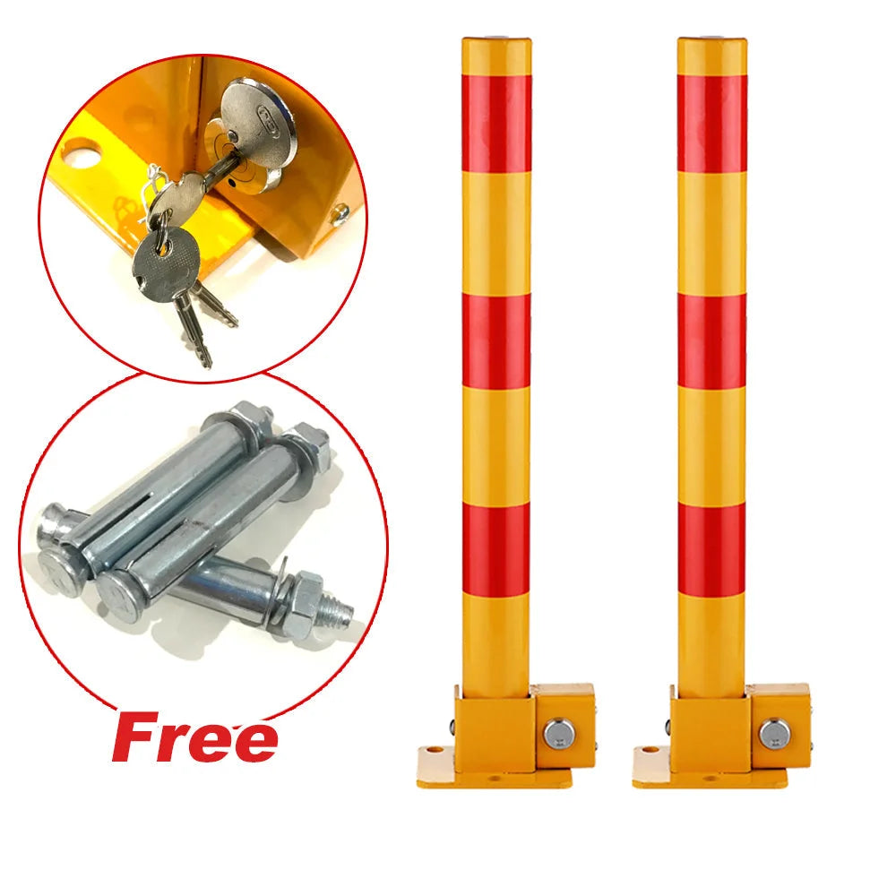 Red Parking Bollard locker Barrier Key Alike lock Fold Down