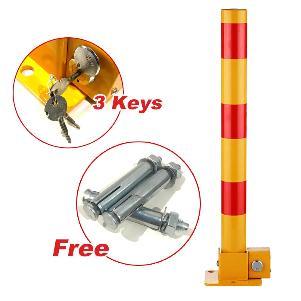 Red Parking Bollard locker Barrier Key Alike lock Fold Down