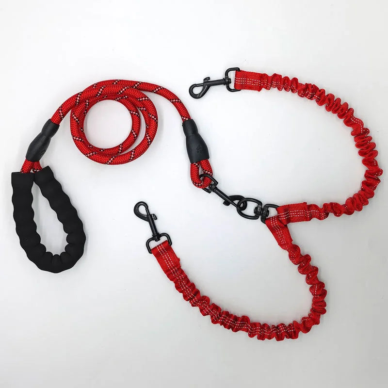 Red Pet Double-Ended Rope + 1.5M Leash - Easy to walk two