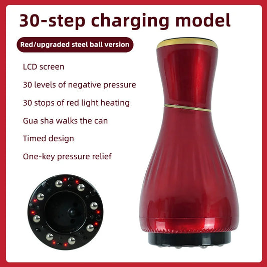 Red Portable Electric Cupping Therapy Device - Adjustable