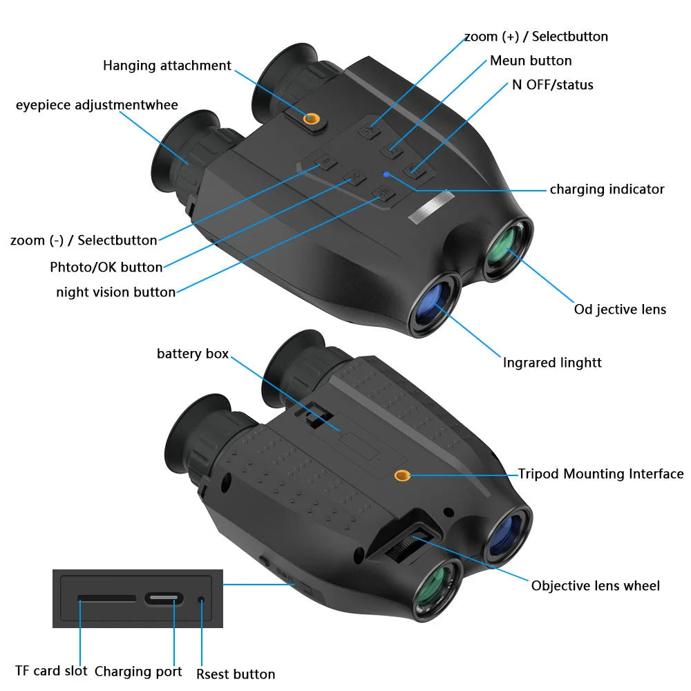 Red Professional HD Digital Night Vision Binoculars - 6X