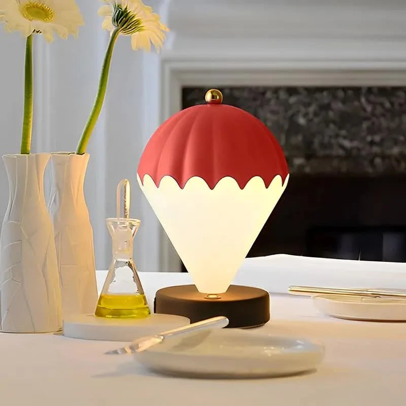 Red Rechargeable Hot Air Balloon LED Touch Lamp - 3-Color