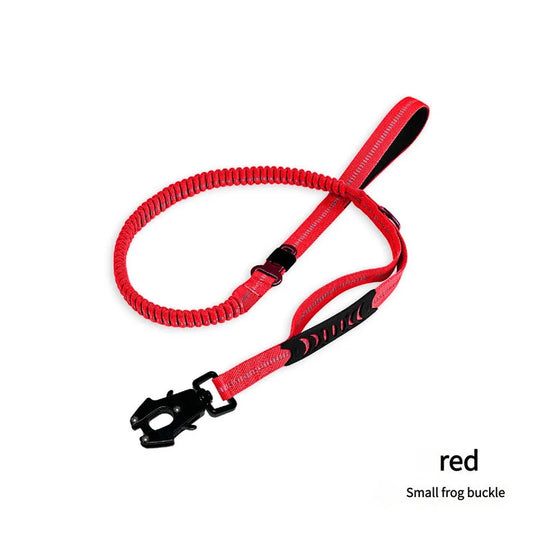 Red Shock Absorbing Dog Leash with Reflective Stitching