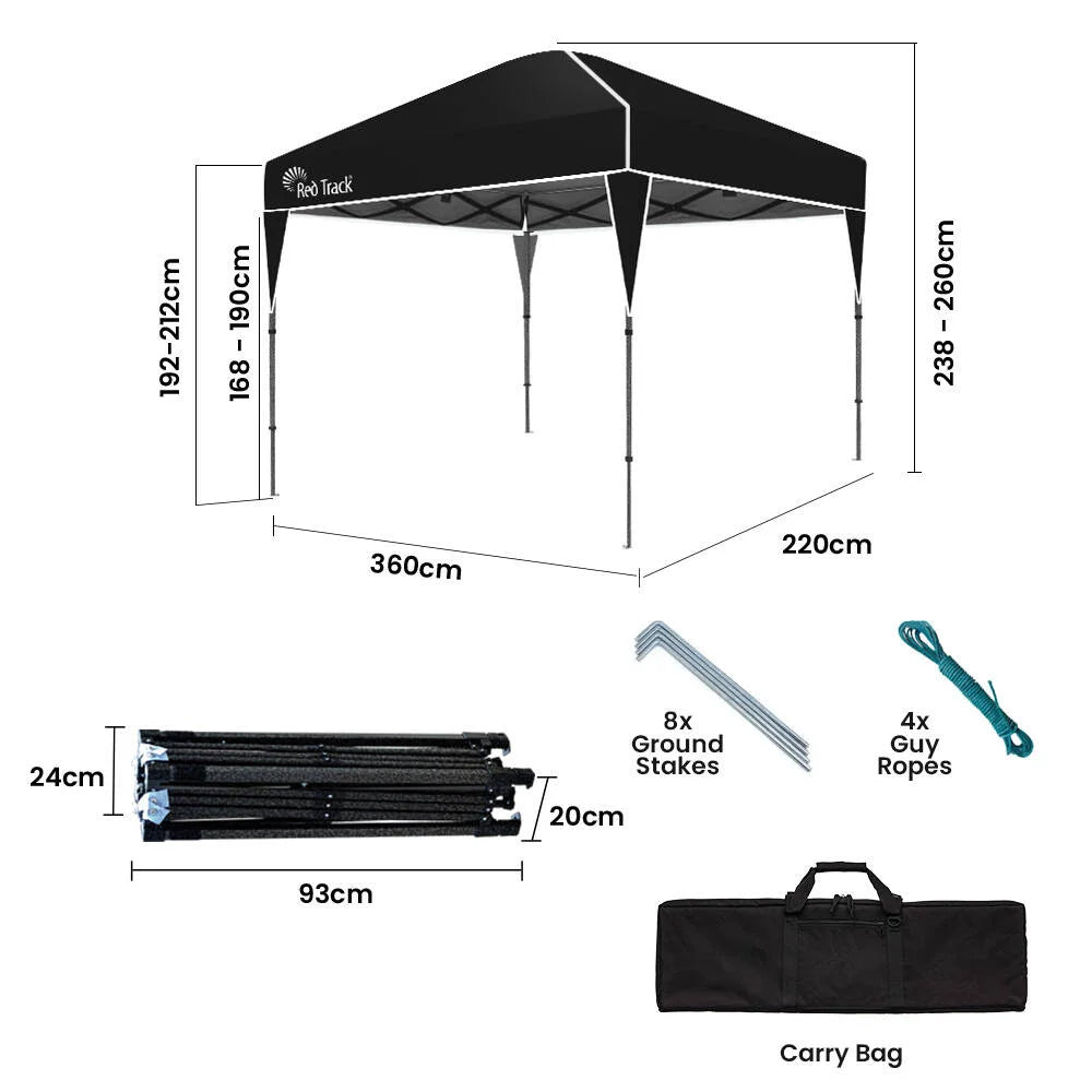 RED TRACK 3.6x2.2m Ultra Compact Folding Gazebo Carry bag