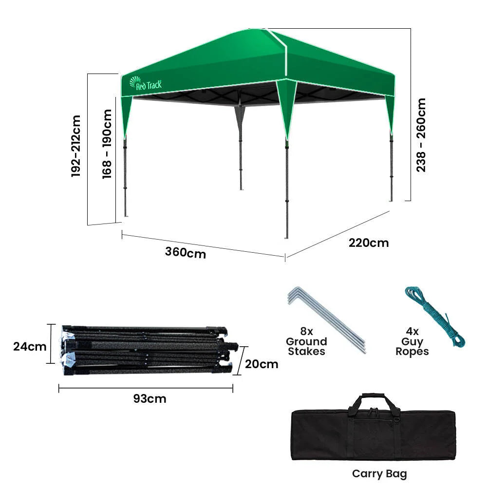 RED TRACK 3.6x2.2m Ultra Compact Folding Gazebo Carry bag