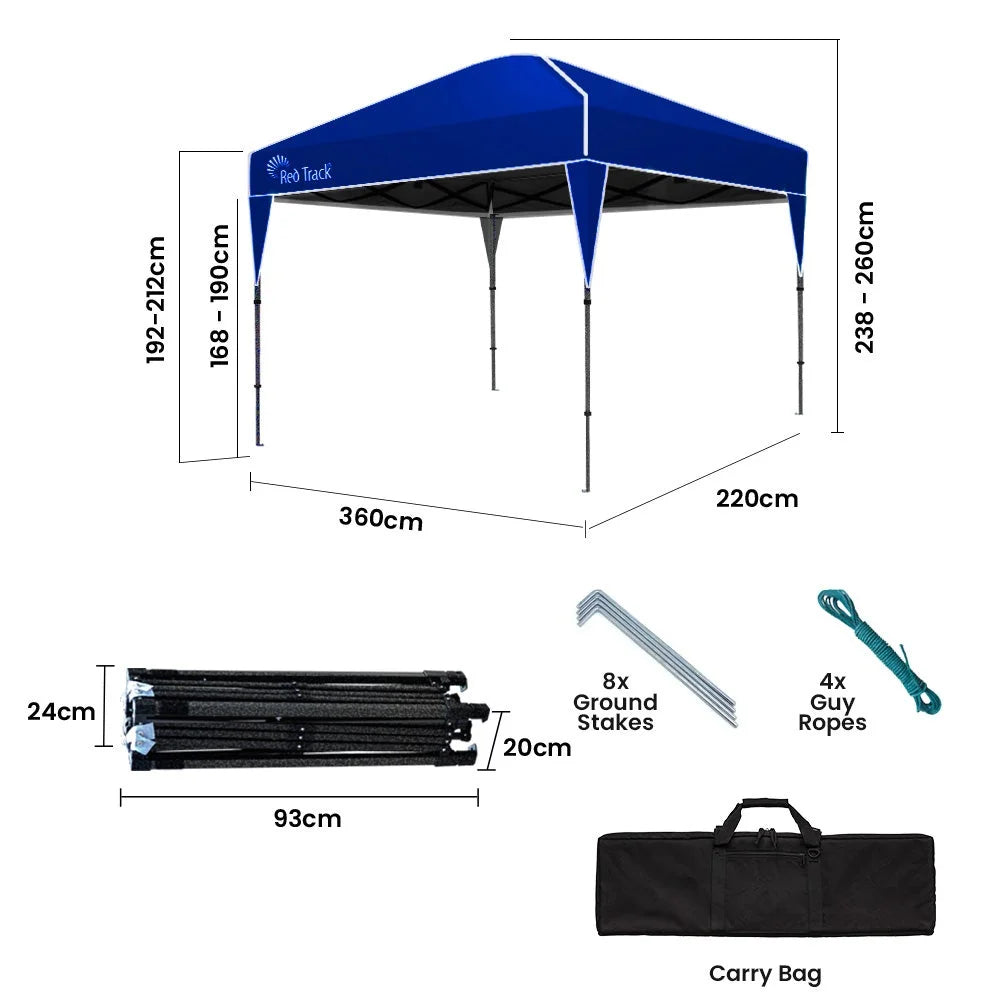 RED TRACK 3.6x2.2m Ultra Compact Folding Gazebo Carry bag