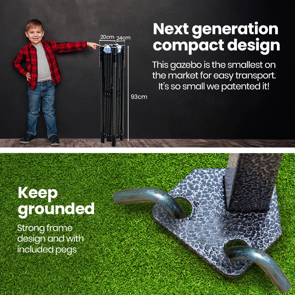 RED TRACK 3.6x2.2m Ultra Compact Folding Gazebo Carry bag