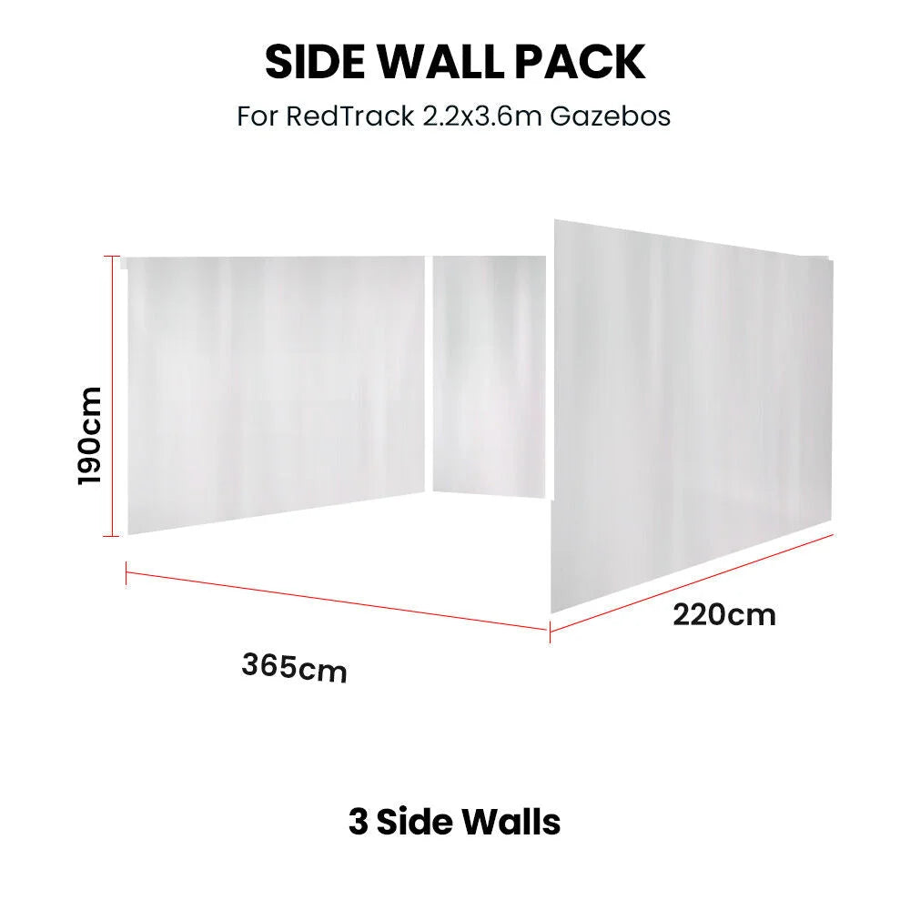 RED TRACK 3x Side Walls for 2.2x3.6m Gazebo White - Home &