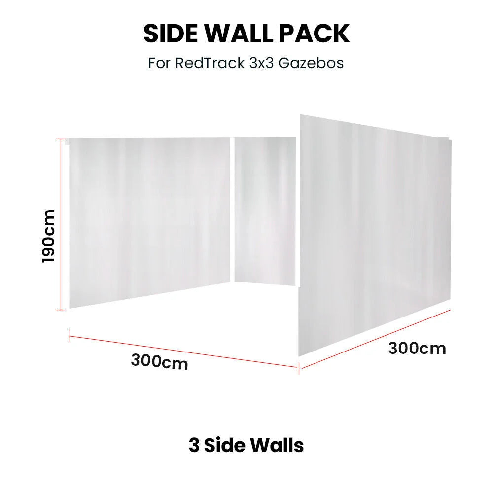 RED TRACK 3x Side Walls for 3x3m Gazebo White - Home &