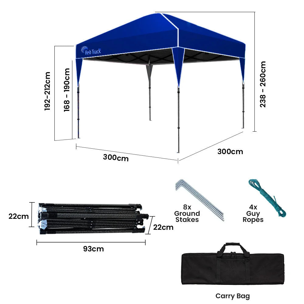 RED TRACK 3x3m Ultra Compact Folding Gazebo Carry bag