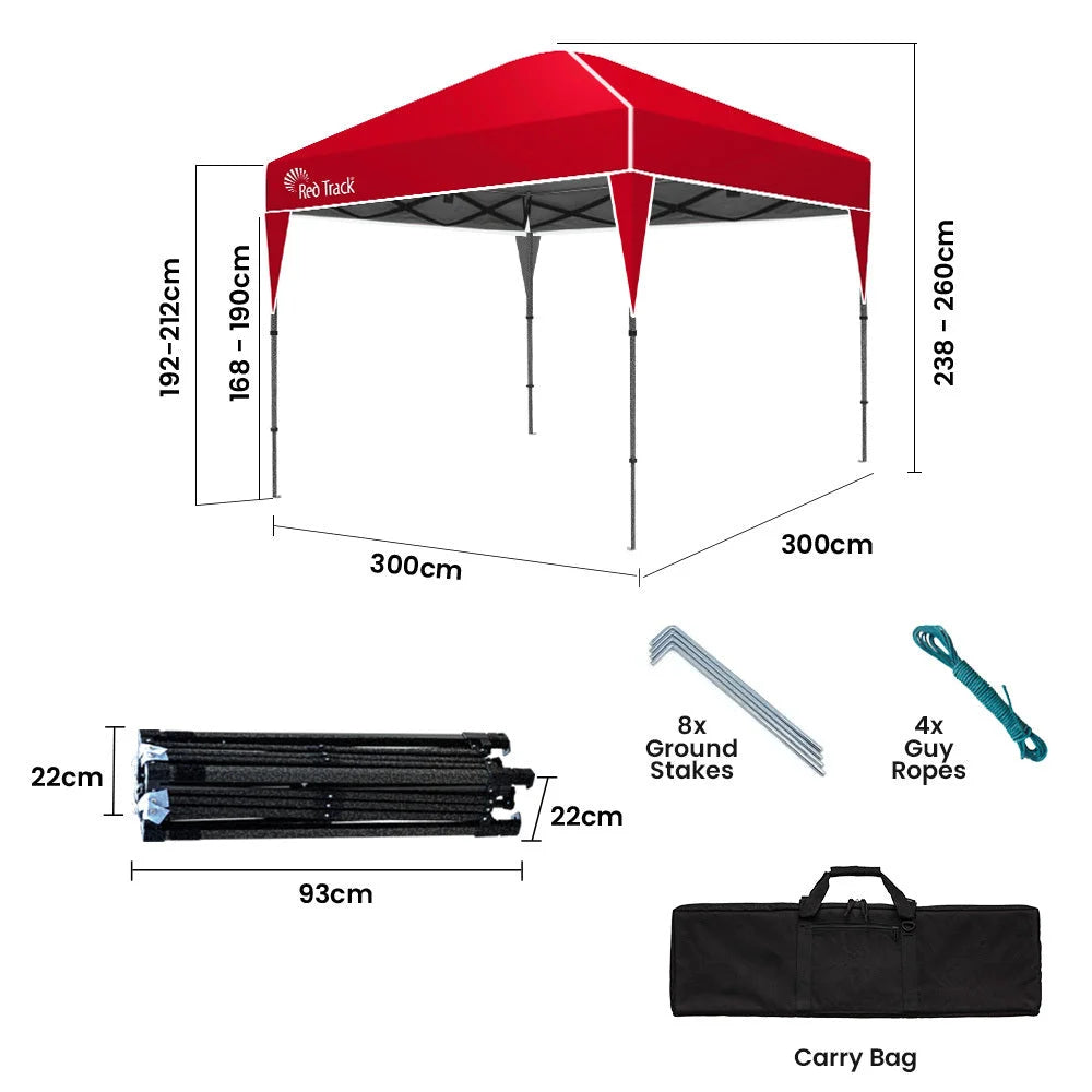 RED TRACK 3x3m Ultra Compact Folding Gazebo Carry bag