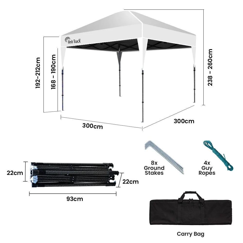 RED TRACK 3x3m Ultra Compact Folding Gazebo Carry bag