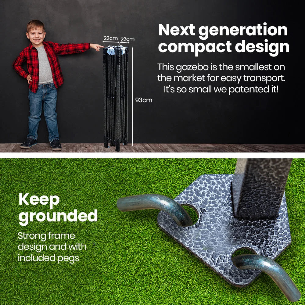 RED TRACK 3x3m Ultra Compact Folding Gazebo Carry bag