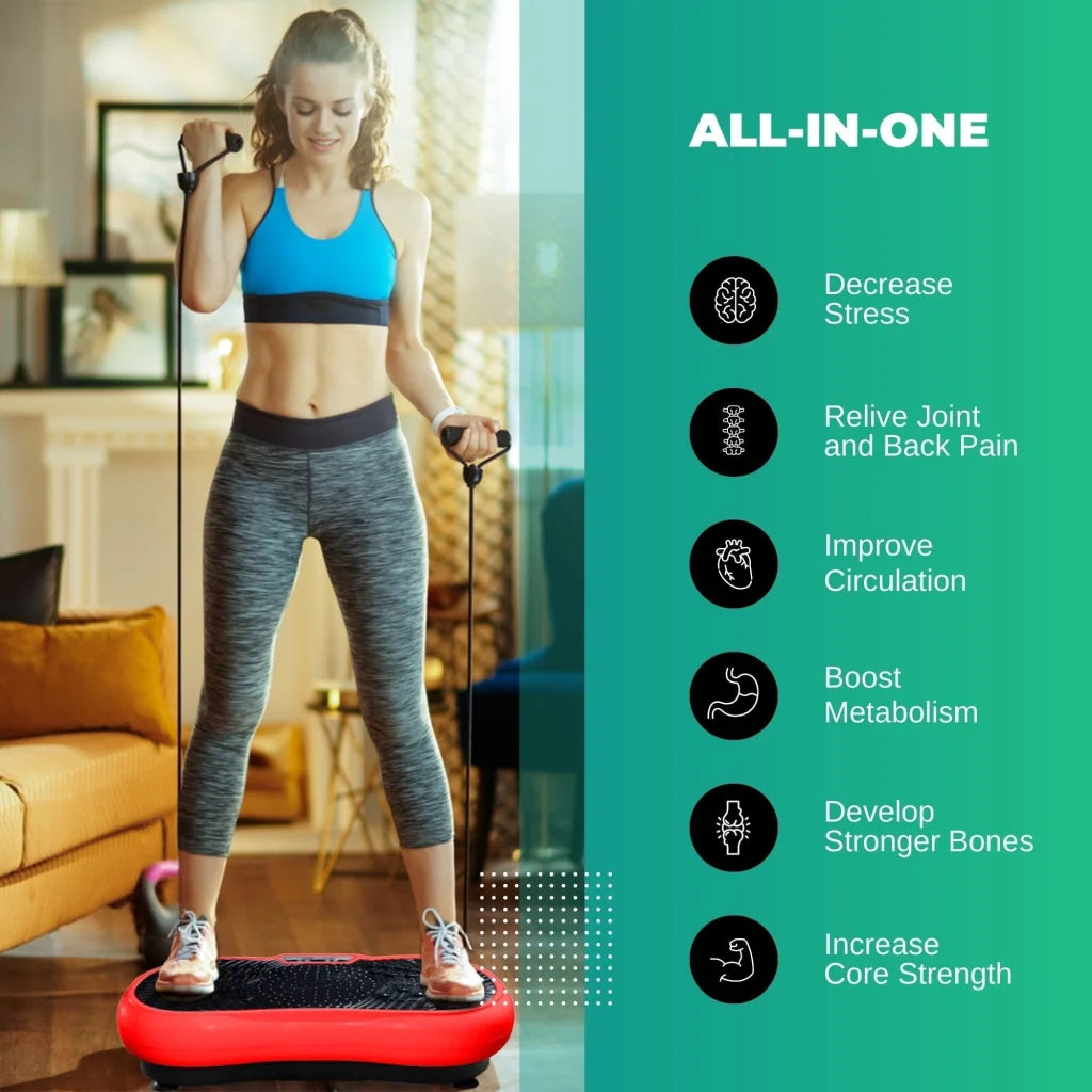 Red Vibration Machine Platform - Exercise Vibrating Plate
