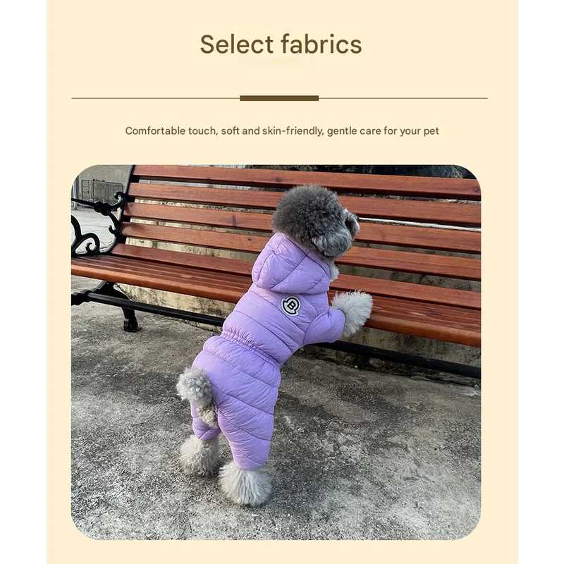 Red Warm Puffer Dog Coat - Waterproof Four-Legged Winter