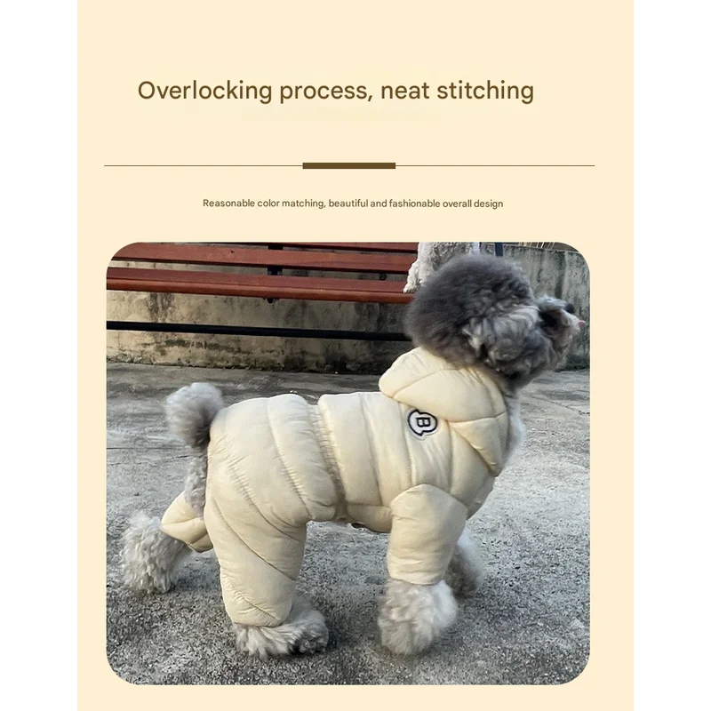 Red Warm Puffer Dog Coat - Waterproof Four-Legged Winter