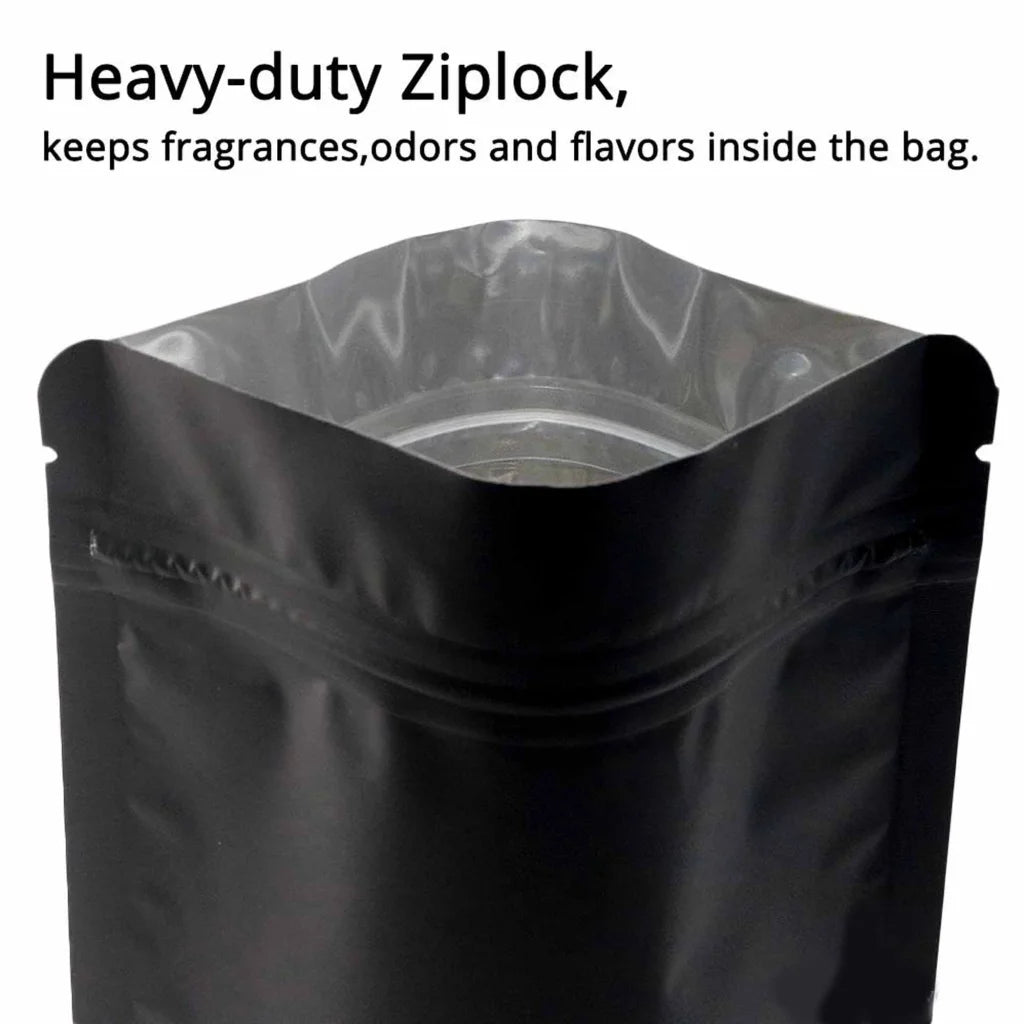 Resealable Mylar Stand Up Bags 100x 28.5x19cm Black Food