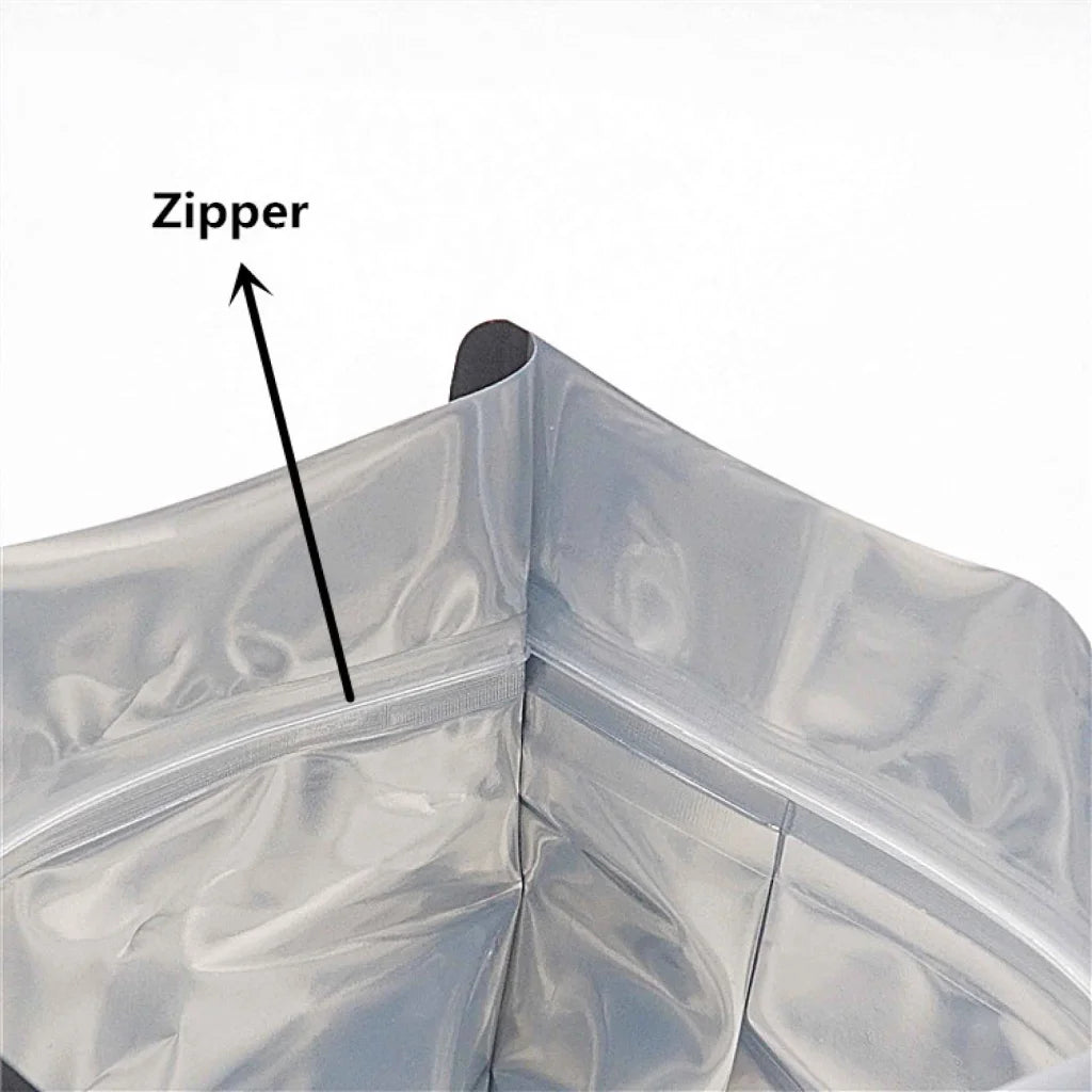 Resealable Mylar Stand Up Bags 100x 28.5x19cm Black Food
