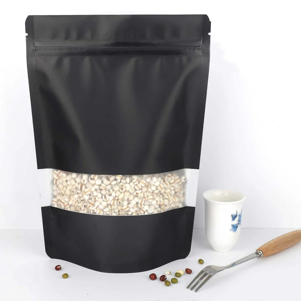Resealable Mylar Stand Up Bags 100x 28.5x19cm Black Food