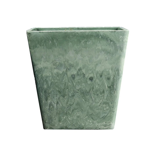 Resin Plant Flower Pot 27cm Green Grey Square in Cement Pattern Planter Cachepot for Indoor Home Office