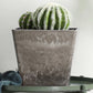 Resin Plant Flower Pot 27cm Sand Grey Square in Cement Pattern Planter Cachepot for Indoor Home Office