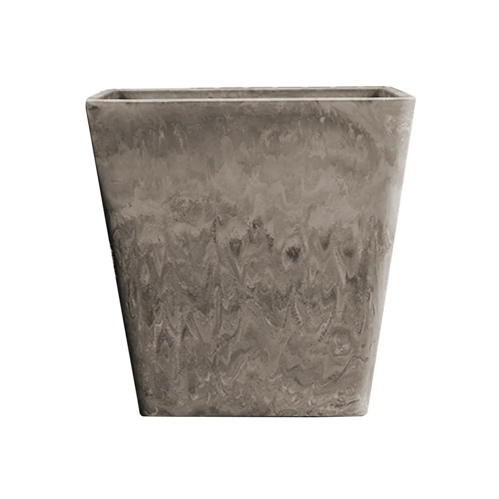 Resin Plant Flower Pot 27cm Sand Grey Square in Cement Pattern Planter Cachepot for Indoor Home Office