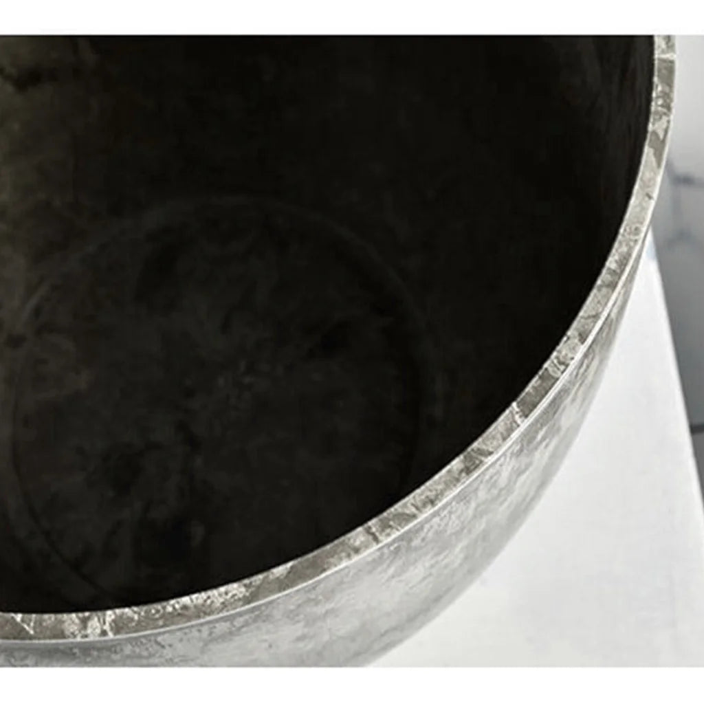 Resin Plant Flower Pot 27cm Weathered Grey Round in Cement Pattern Planter Cachepot for Indoor Home Office