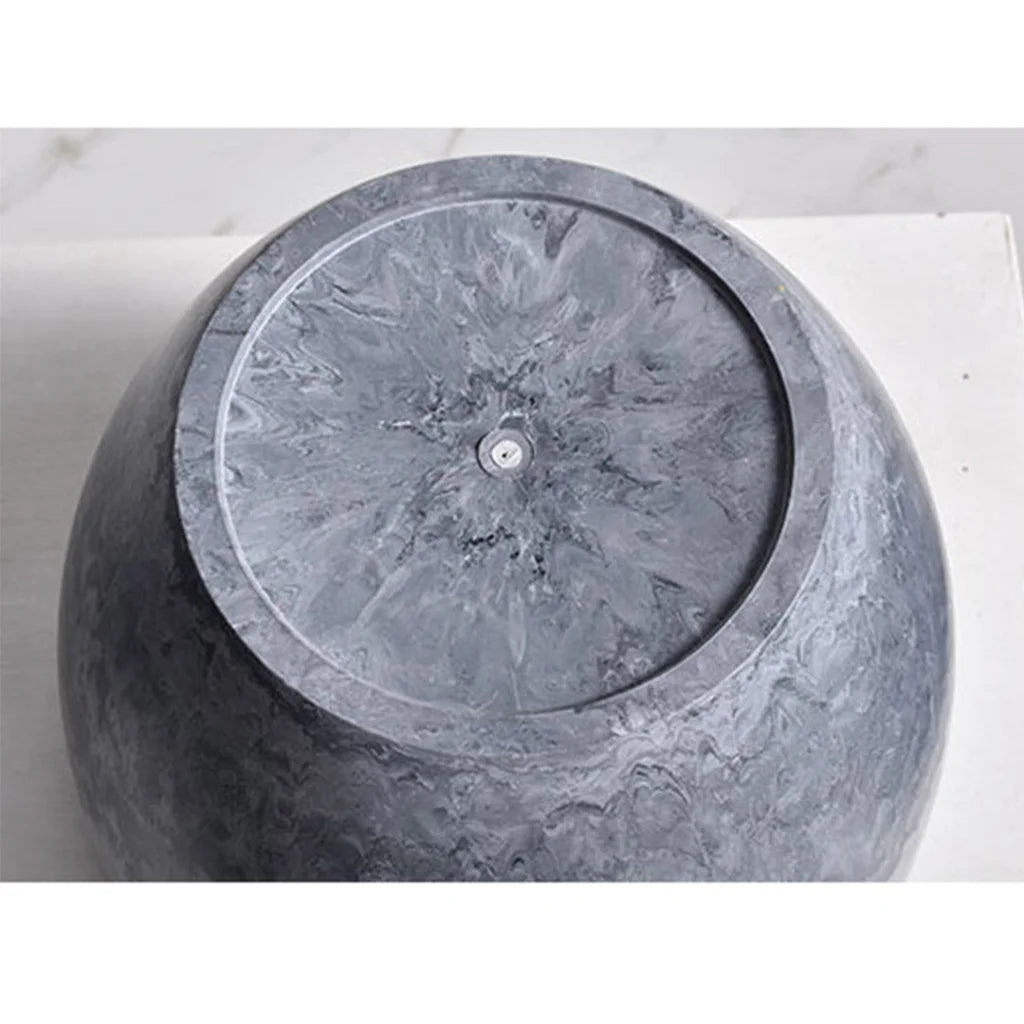 Resin Plant Flower Pot 27cm Weathered Grey Round in Cement Pattern Planter Cachepot for Indoor Home Office