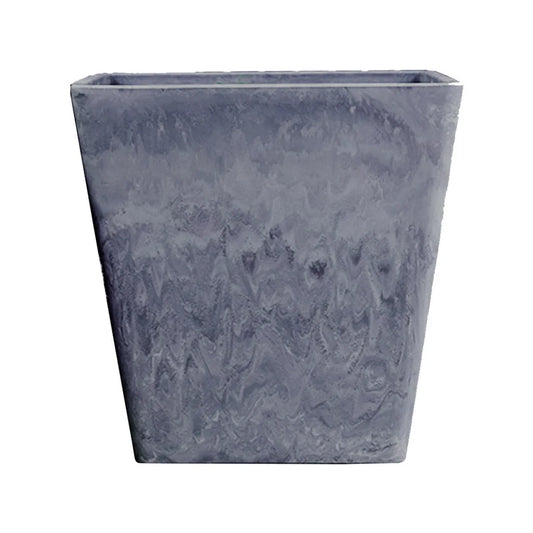 Resin Plant Flower Pot 27cm Weathered Grey Square in Cement Pattern Planter Cachepot for Indoor Home Office