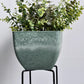 Resin Plant Flower Pot 32cm Green Grey Square in Cement Pattern Planter Cachepot for Indoor Home Office