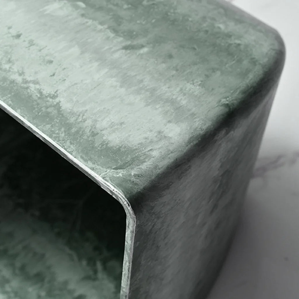 Resin Plant Flower Pot 32cm Green Grey Square in Cement Pattern Planter Cachepot for Indoor Home Office