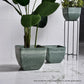 Resin Plant Flower Pot 32cm Green Grey Square in Cement Pattern Planter Cachepot for Indoor Home Office