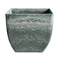 Resin Plant Flower Pot 32cm Green Grey Square in Cement Pattern Planter Cachepot for Indoor Home Office
