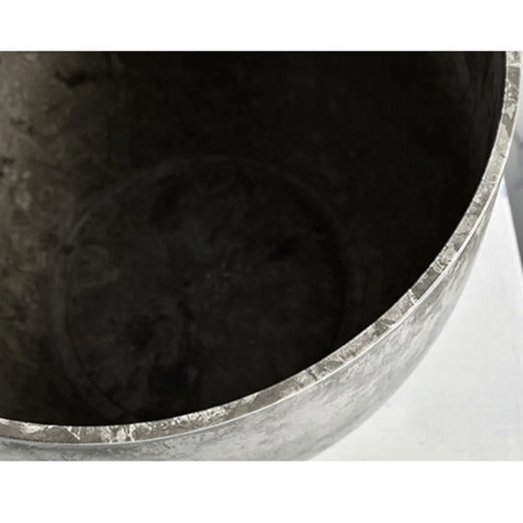 Resin Plant Flower Pot 32cm Rock Grey Round in Cement Pattern Planter Cachepot for Indoor Home Office